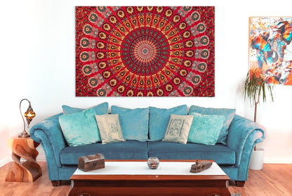 Wanddekoration aus 100% Baumwolle ca. 205 x 235 cm, Wandtuch für Zuhause, Strandtuch / großes Tapestry, Wandteppich Mandala