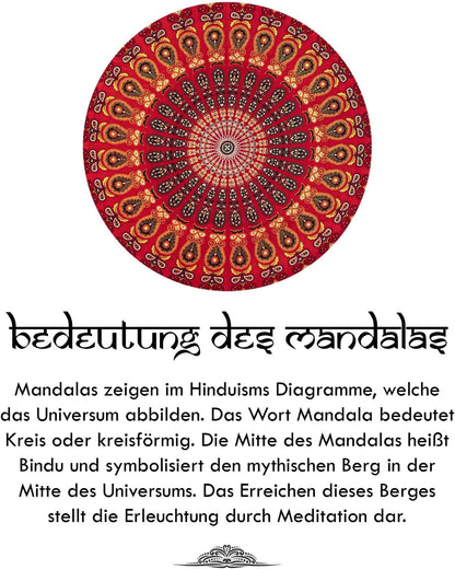 Wanddekoration aus 100% Baumwolle ca. 205 x 235 cm, Wandtuch für Zuhause, Strandtuch / großes Tapestry, Wandteppich Mandala