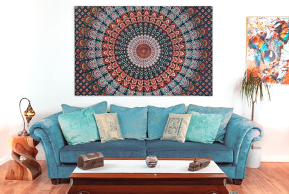 Wanddekoration aus 100% Baumwolle ca. 205 x 235 cm, Wandtuch für Zuhause, Strandtuch / großes Tapestry, Wandteppich Mandala