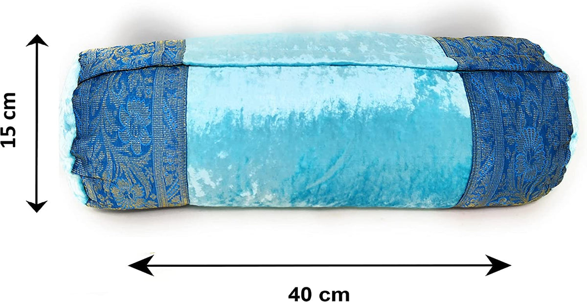 Nackenrolle, Kopfkissen mit waschbarem Bezug, geeignet für Allergiker, Kissen mit Baumwolle gefüllt, Dekokissen aus Samt &amp; Brokat