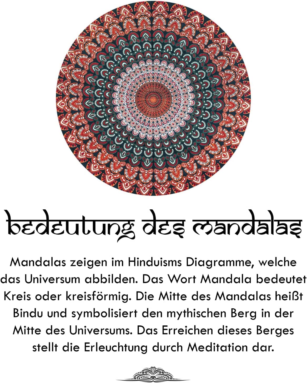 Wanddekoration aus 100% Baumwolle ca. 205 x 235 cm, Wandtuch für Zuhause, Strandtuch / großes Tapestry, Wandteppich Mandala