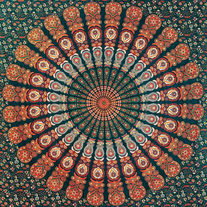 Wanddekoration aus 100% Baumwolle ca. 205 x 235 cm, Wandtuch für Zuhause, Strandtuch / großes Tapestry, Wandteppich Mandala