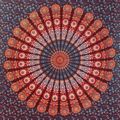 Wanddekoration aus 100% Baumwolle ca. 205 x 235 cm, Wandtuch für Zuhause, Strandtuch / großes Tapestry, Wandteppich Mandala