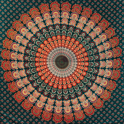 Wanddekoration aus 100% Baumwolle ca. 205 x 235 cm, Wandtuch für Zuhause, Strandtuch / großes Tapestry, Wandteppich Mandala