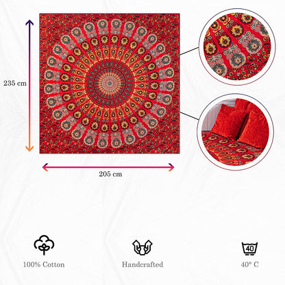 Wanddekoration aus 100% Baumwolle ca. 205 x 235 cm, Wandtuch für Zuhause, Strandtuch / großes Tapestry, Wandteppich Mandala