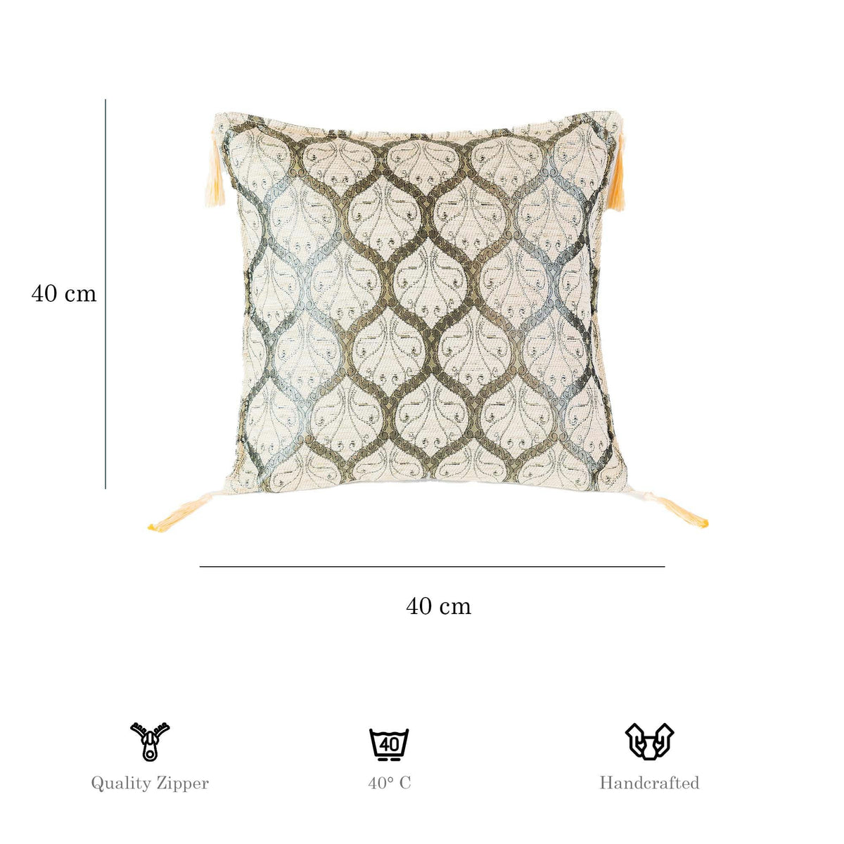 Scroll-Gitter Kissenbezug – 40 × 40 cm