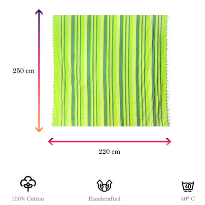 Tagesdecke/gestreifter Sofaüberwurf in verschiedene Farben 250 x 220cm handgewebt aus 100% Baumwolle – XXL-Größe mit Fransen