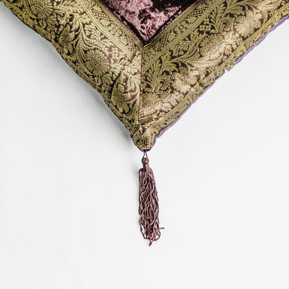 Orientalisches Indisches Sitzpuff Bodenkissen - Luxuriöses Handgefertigtes Samtkissen mit Quasten, 40x40 cm in 17 Farben