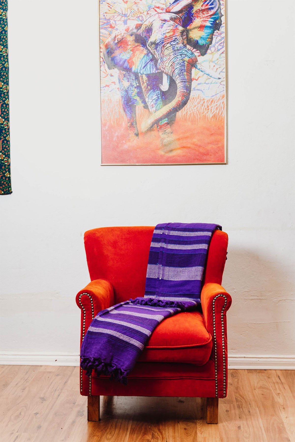 Tagesdecke/gestreifter Sofaüberwurf in verschiedene Farben 250 x 220cm handgewebt aus 100% Baumwolle – XXL-Größe mit Fransen