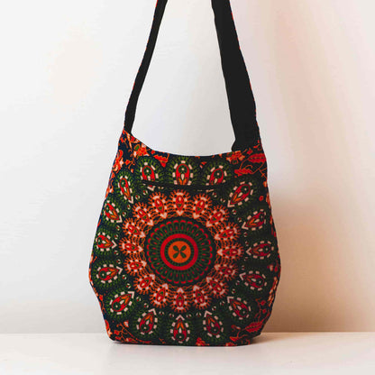 Aga’s Own Mandala Boho Umhängetasche - Festival Crossbody Handtasche für Damen, Ethnisch Baumwollschultertasche | Perfekt für Strandausflüge