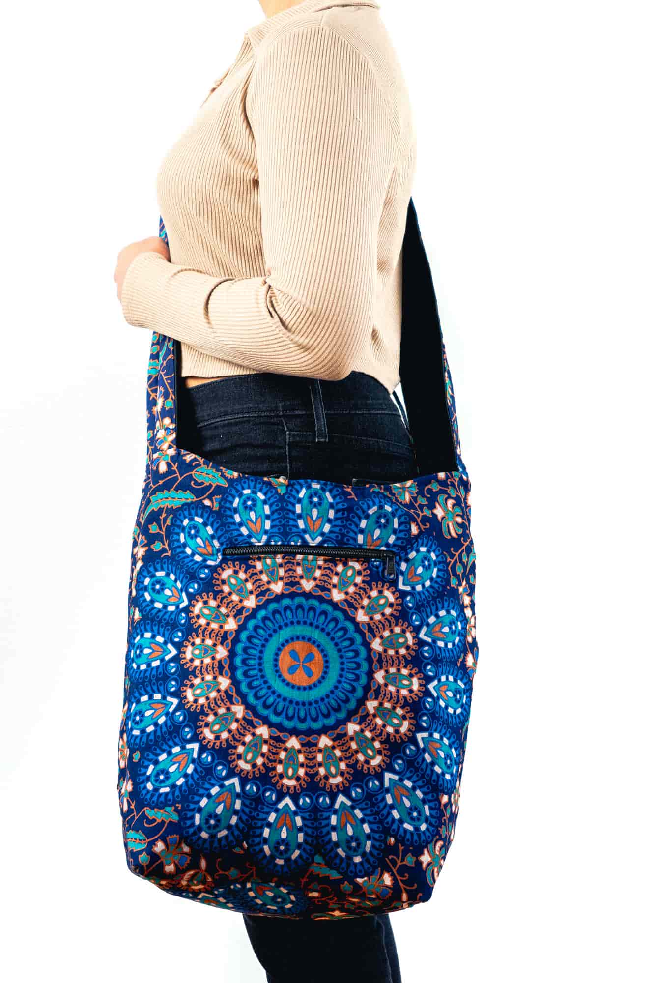 Aga’s Own Mandala Boho Umhängetasche - Festival Crossbody Handtasche für Damen, Ethnisch Baumwollschultertasche | Perfekt für Strandausflüge