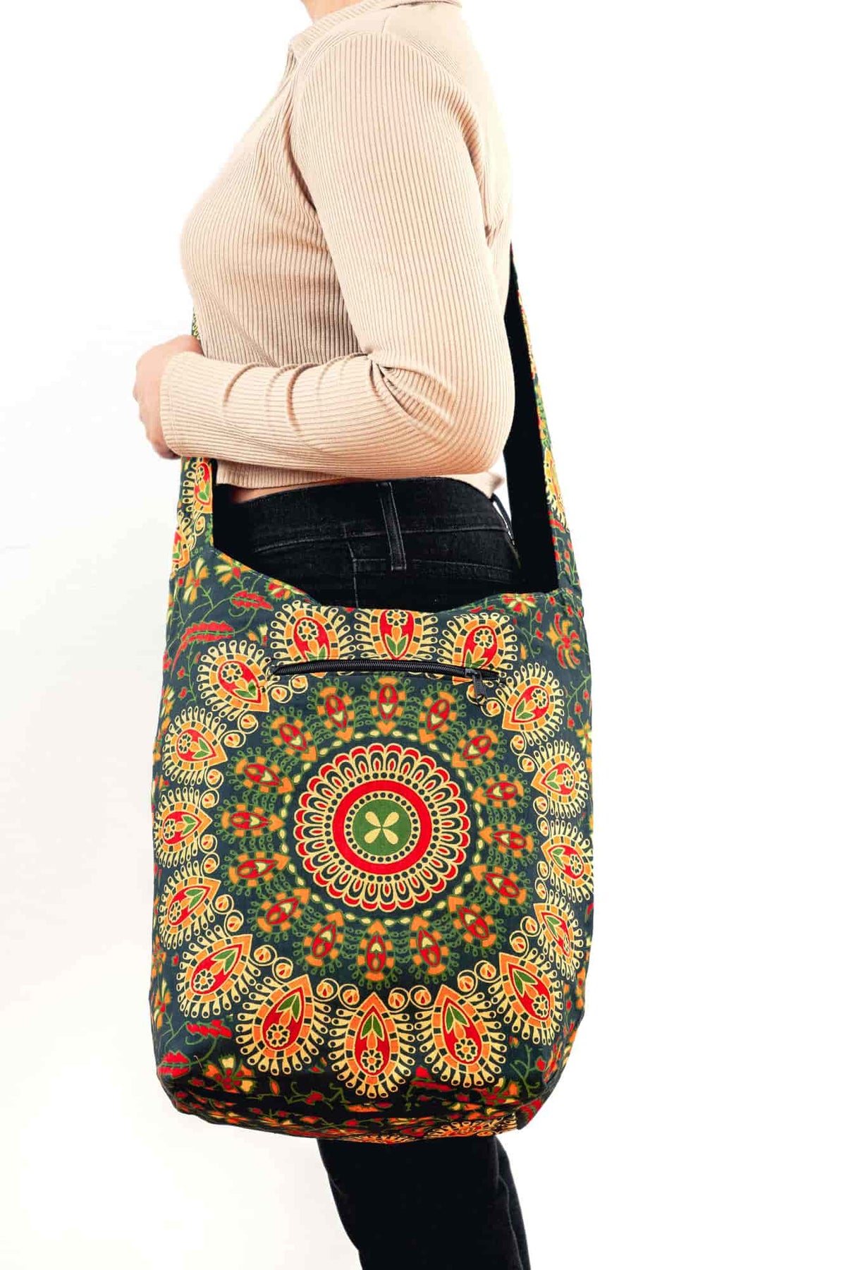 Aga’s Own Mandala Boho Umhängetasche - Festival Crossbody Handtasche für Damen, Ethnisch Baumwollschultertasche | Perfekt für Strandausflüge