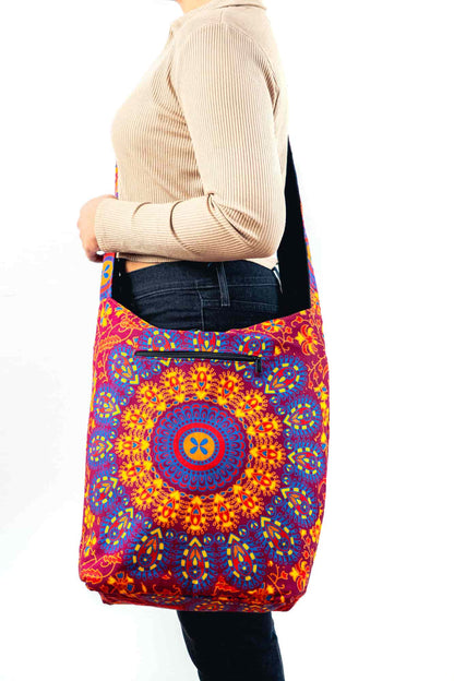 Aga’s Own Mandala Boho Umhängetasche - Festival Crossbody Handtasche für Damen, Ethnisch Baumwollschultertasche | Perfekt für Strandausflüge