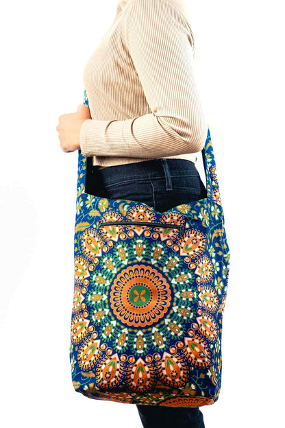 Aga’s Own Mandala Boho Umhängetasche - Festival Crossbody Handtasche für Damen, Ethnisch Baumwollschultertasche | Perfekt für Strandausflüge