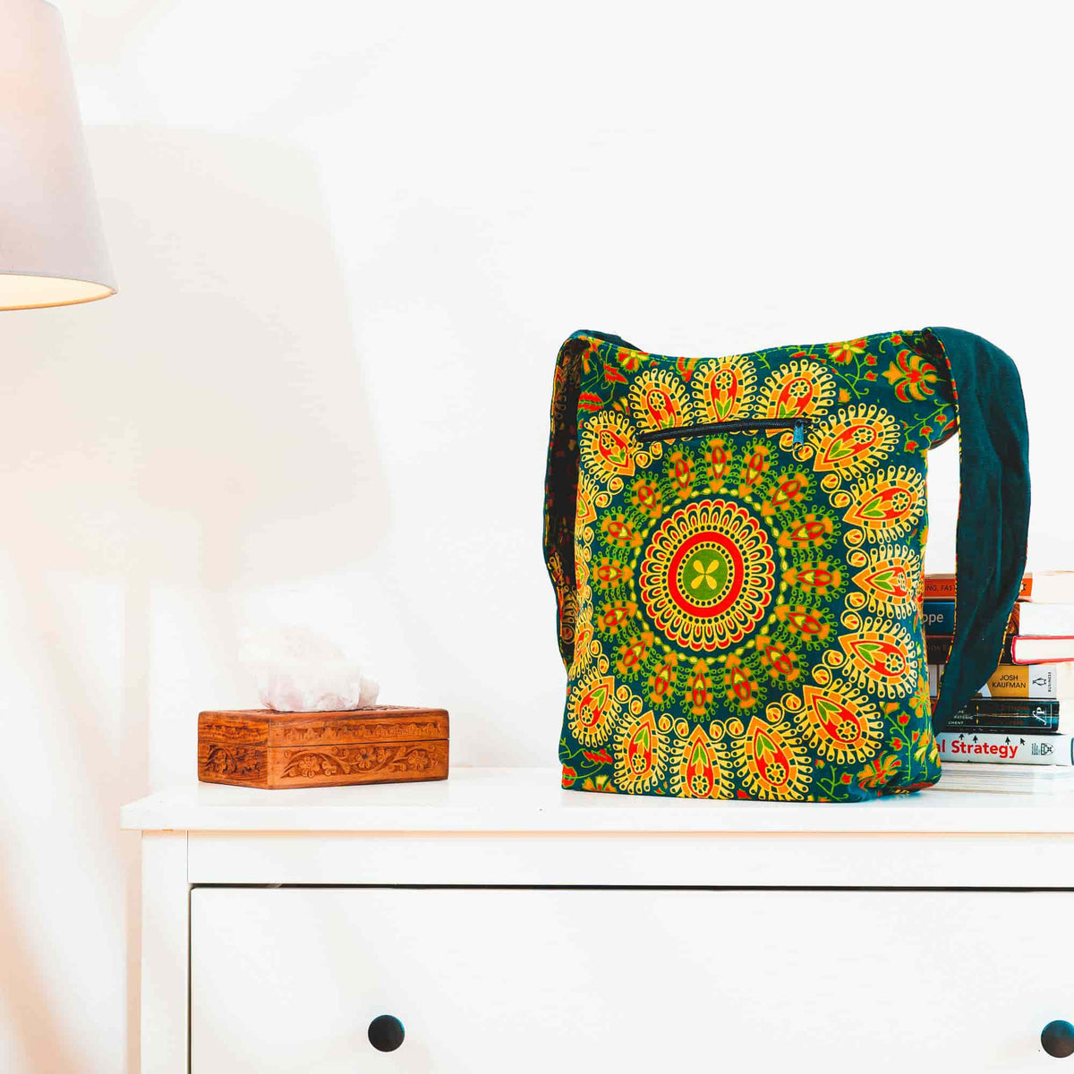 Aga’s Own Mandala Boho Umhängetasche - Festival Crossbody Handtasche für Damen, Ethnisch Baumwollschultertasche | Perfekt für Strandausflüge